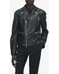 McQueen - Classic Leather Zip-Up Biker Jacket - Lyst