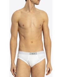 Versace - 90S Vintage Logo Rib-Knit Briefs - Lyst