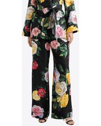 Dolce & Gabbana - Floral Print Silk Pants - Lyst