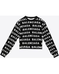 Balenciaga - All-Over Logo Wool Sweater - Lyst