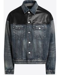 Prada - Denim And Leather Jacket - Lyst