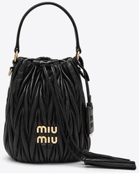 Miu Miu - Small Matelassé Leather Bucket Bag - Lyst