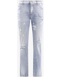 Dolce & Gabbana - Logo Plate Distressed Slim Jeans - Lyst