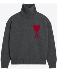 Ami Paris - Ami De Coeur Turtleneck Wool Sweater - Lyst