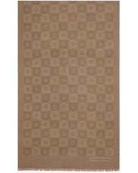 Ferragamo - Striped Gancini Wool And Silk Scarf - Lyst