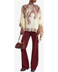 Etro - Silk Poncho Top With Placed Print - Lyst