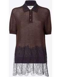 Fendi - Lace-Trimmed Polo T-Shirt - Lyst