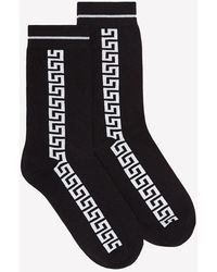 Versace - Intarsia Knit Greca Socks - Lyst