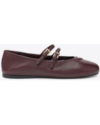 Prada - Triangle Logo Leather Ballet Flats - Lyst