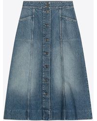 Valentino - Washed Denim Midi Skirt - Lyst
