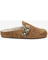 Burberry - Urchin Embossed Check Suede Clogs - Lyst