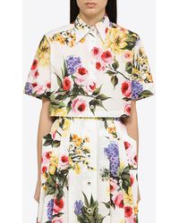 Dolce & Gabbana - Floral Cropped Short-Sleeved Shirt - Lyst