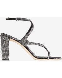 Jimmy Choo - Azie 85 Crystal-Embellished Satin Sandals - Lyst