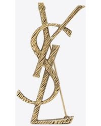 Saint Laurent - Cassandre Logo Twisted Brooch - Lyst