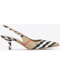 Burberry - Birdie 55 Vintage Check Slingback Pumps - Lyst