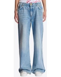 Balmain - Crystal Logo Patch Straight Jeans - Lyst