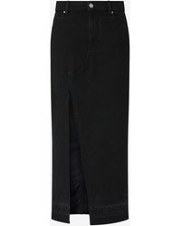 Pinko - Denim Maxi Skirt With Front Slit - Lyst