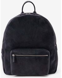 Kiton - Embossed Logo Suede Backpack - Lyst