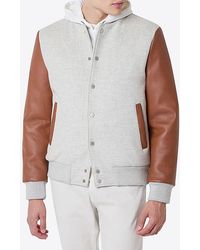 Eleventy - Wool And Leather Bomber Jacket - Lyst