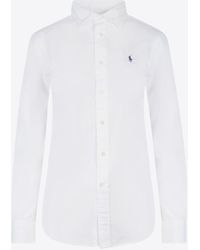 Polo Ralph Lauren - Logo Embroidered Long-Sleeved Shirt - Lyst