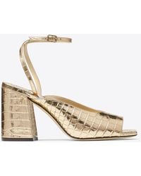 Jimmy Choo Reed Leather Sandal in Brown | Lyst