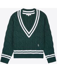 Sporty & Rich - Src Cable Knit V-Neck Sweater - Lyst