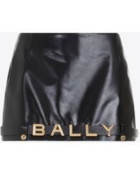 Bally - Logo-Plaque Leather Mini Skirt - Lyst