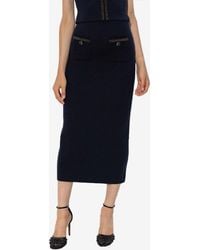 Self-Portrait - Diamanté Knitted Midi Skirt - Lyst