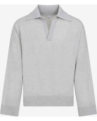 Bottega Veneta - V-Neck Wool Polo Sweater - Lyst