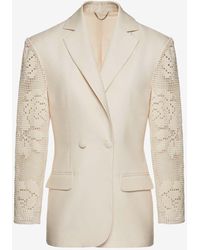 Magda Butrym - Double-Breasted Lace Crochet Hourglass Blazer - Lyst