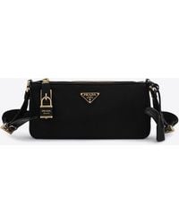 Prada - Triangle Logo Re-Nylon And Leather Shoulder Bag - Lyst