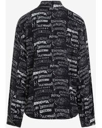 Balenciaga - All-Over Logo Long-Sleeved Shirt - Lyst