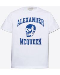 Alexander McQueen - Varsity Skull Print Crewneck T-Shirt - Lyst