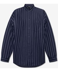 Balenciaga - Oversized Logo-Printed Striped Shirt - Lyst