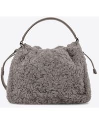 Brunello Cucinelli - Small Mellow Shearling Bucket Bag - Lyst