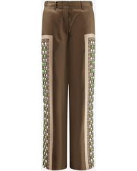 Tory Burch - Printed Silk Wide-Leg Pants - Lyst