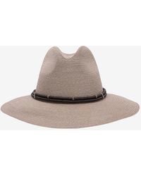 Brunello Cucinelli - Wide Fedora Straw Hat - Lyst