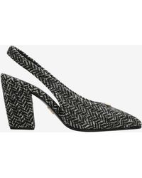 Prada - 85 Chevron Knit Slingback Pumps - Lyst