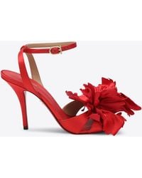 Ferragamo - Ghilly 95 Flower Applique Satin Sandals - Lyst