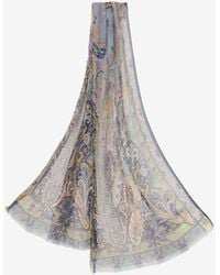 Etro - Floral Leafy Printed Silk Scarf - Lyst
