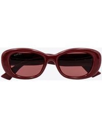 Gucci - Oval Frame Logo Sunglasses - Lyst