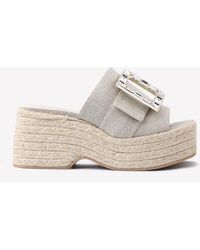 Roger Vivier - 85 Crystal Buckle Espadrille Platform Sandals - Lyst