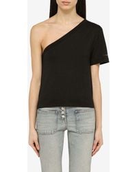 Calvin Klein - One-Shoulder Logo-Patch T-Shirt - Lyst