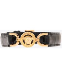 Versace - Medusa 95 Croc-Embossed Leather Bracelet - Lyst