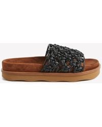 Chloé - Wavy Braided Leather Flat Mules - Lyst