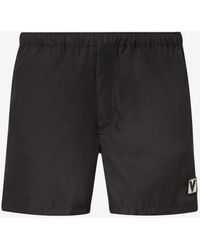 Valentino - Chez Logo Patch Swim Shorts - Lyst