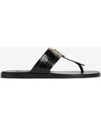 Tom Ford - Brighton Croc-Embossed Leather Flat Sandals - Lyst