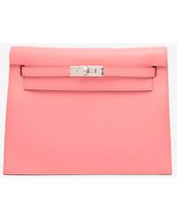 Hermès - Kelly Danse Verso In Rose D'ete And Vert Titien Evercolor With Palladium Hardware - Lyst