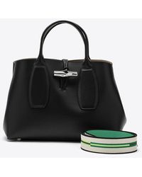 Longchamp - Medium Roseau Leather Top Handle Bag - Lyst