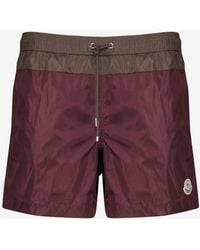Moncler - Logo Patch Colorblocked Swim Shorts - Lyst
